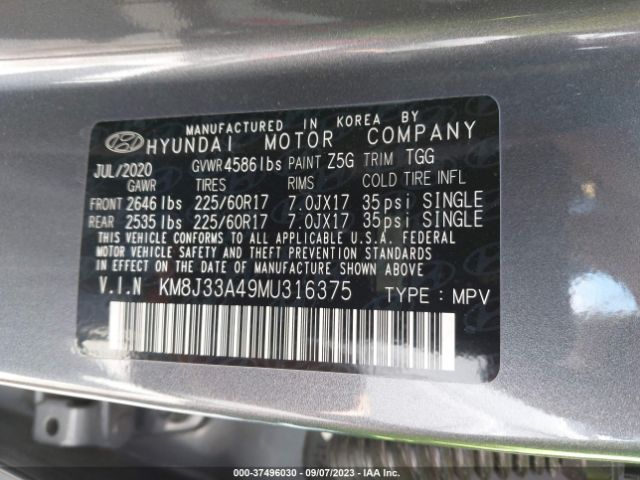 KM8J33A49MU316375 Hyundai Tucson Value