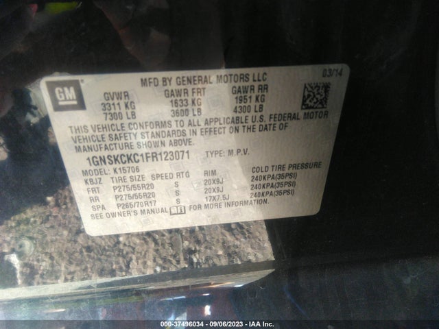 Chevrolet Tahoe Ltz 2015 1GNSKCKC1FR123071 Image 9