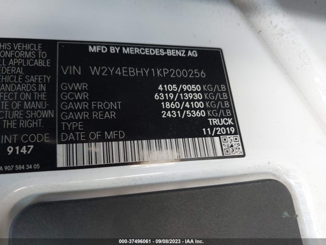 Freightliner Sprinter 2500 2019 W2Y4EBHY1KP200256 Image 9