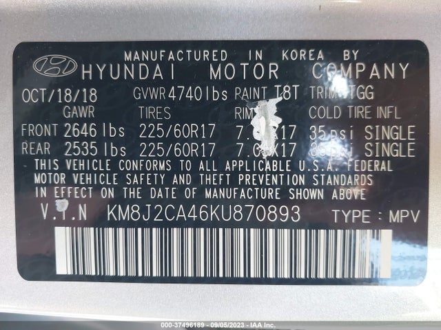 Hyundai TUCSON SE 2019 KM8J2CA46KU870893 Image 15