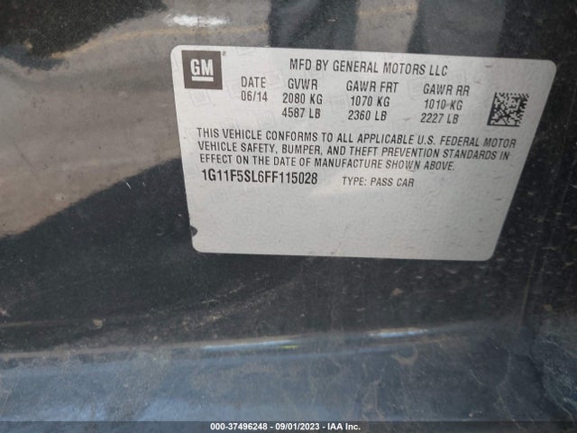 2015 CHEVROLET MALIBU LTZ VIN: 1G11F5SL6FF115028