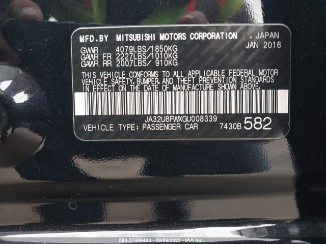 JA32U8FWXGU008339 Mitsubishi LANCER GT