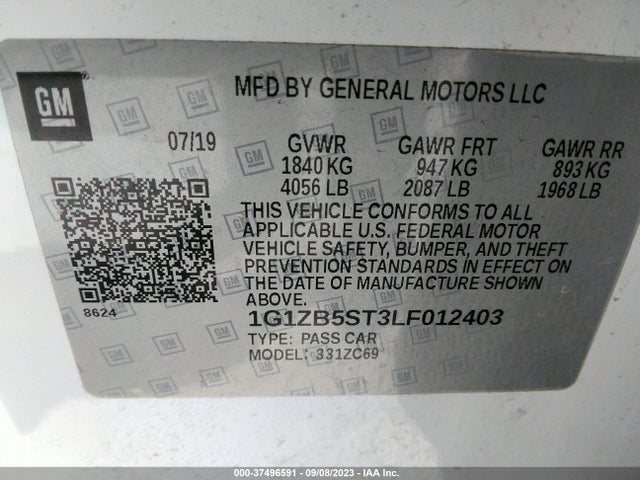 Chevrolet MALIBU LS 2020 1G1ZB5ST3LF012403 Image 9