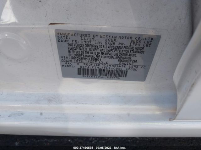 3N1CN8EV1LL839991 Nissan Versa Sv Xtronic Cvt