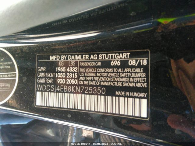WDDSJ4EB8KN725350 Mercedes-Benz Cla Cla 250