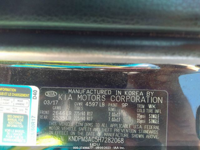 KNDPM3AC5H7282068 KIA Sportage Lx