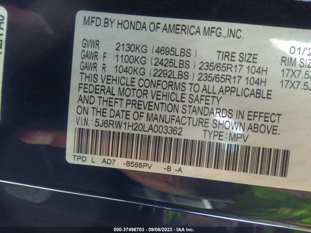 Honda CR-V LX 2020 5J6RW1H20LA003362 Image 16