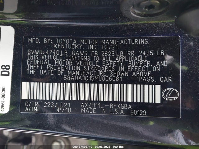 58ADA1C15MU006081 Lexus Es Es 300h