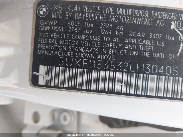 2002 BMW X5 4.4I VIN: 5UXFB33532LH30405