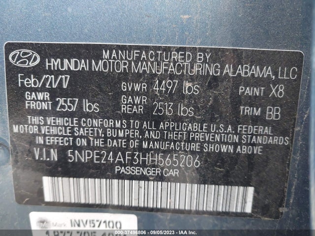 Hyundai SONATA SE 2017 5NPE24AF3HH565206 Image 9