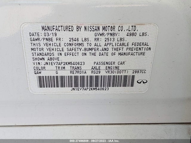JN1EV7AP2KM540623 Infiniti Q50 3.0t Signature Edition