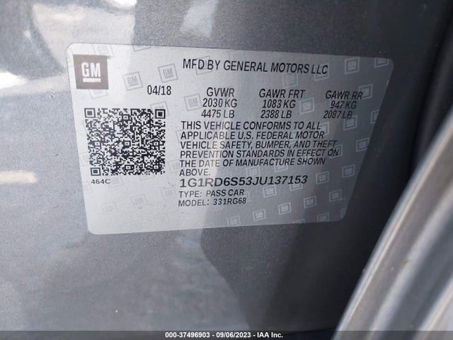 Chevrolet Volt Premier 2018 1G1RD6S53JU137153 Image 9