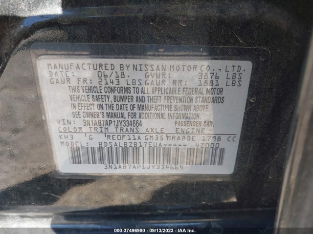 Nissan SENTRA S 2018 3N1AB7AP1JY334664 Image 9