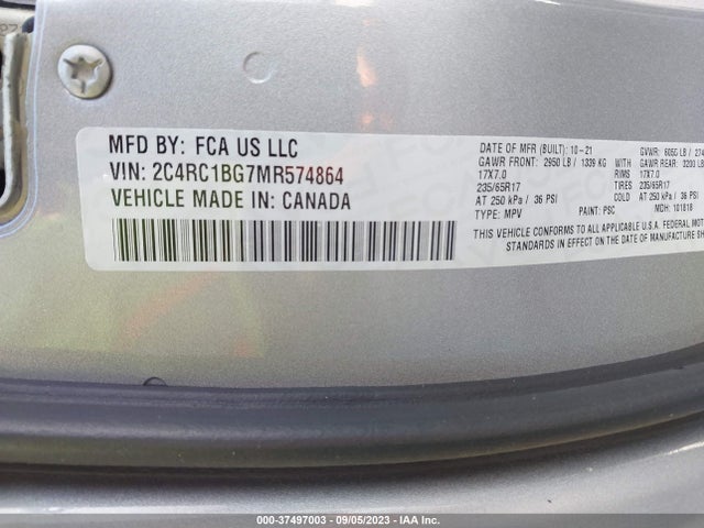 2C4RC1BG7MR574864 Chrysler Pacifica Touring L