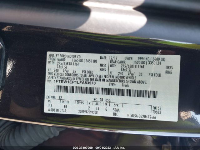 1FTEW1EP1LFA83570 Ford F-150 Xl/xlt/lariat