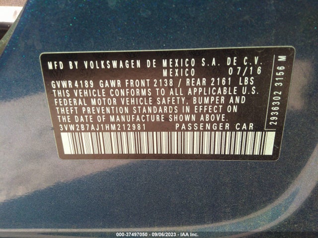3VW2B7AJ1HM212981 Volkswagen Jetta 1.4t S