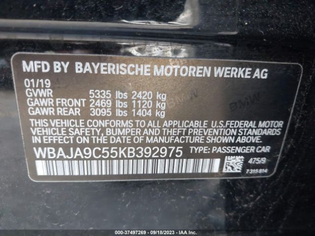 WBAJA9C55KB392975 BMW 5 Series 530e Iperformance