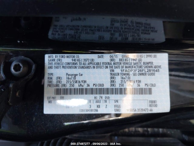 Ford FOCUS SE 2015 1FADP3F26FL281645 Image 9