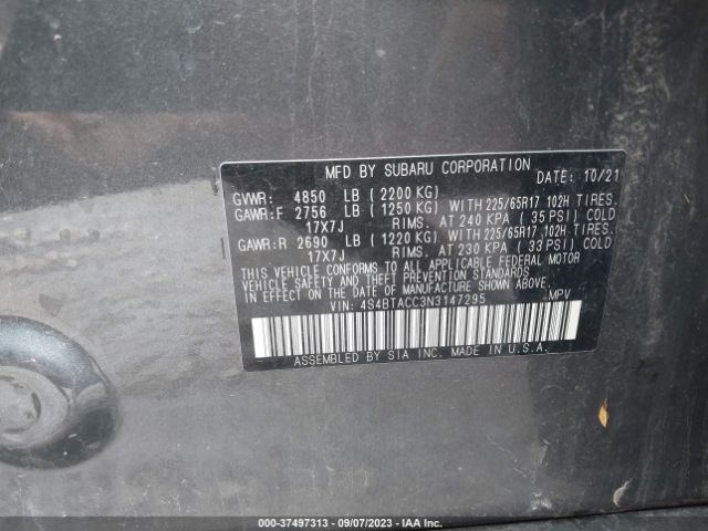 4S4BTACC3N3147295 Subaru Outback Premium