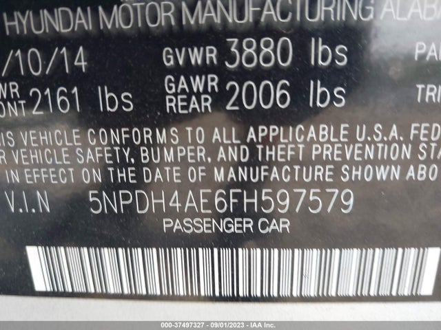Hyundai ELANTRA SE 2015 5NPDH4AE6FH597579 Image 9