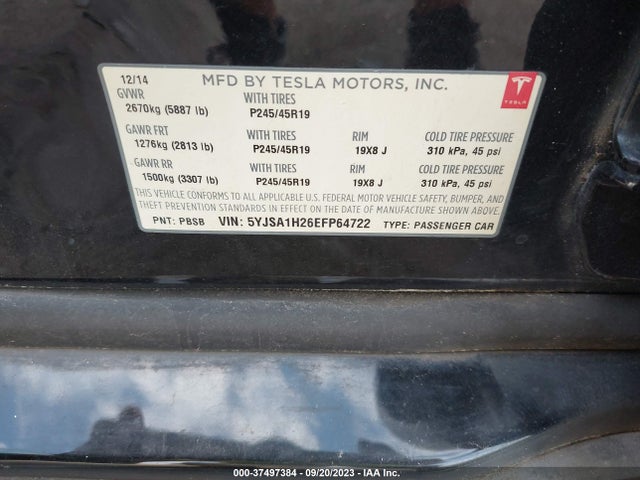 Tesla Model S P85d 2014 5YJSA1H26EFP64722 Image 15