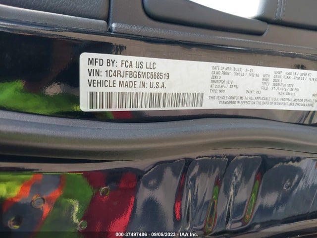 1C4RJFBG6MC668519 Jeep Grand Cherokee Limited X