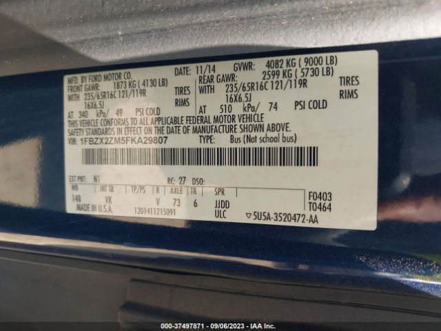 1FBZX2ZM5FKA29807 Ford Transit Wagon Xl/xlt