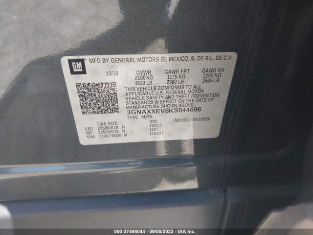 Chevrolet Equinox Premier 2019 3GNAXXEV8KS544696 Image 9