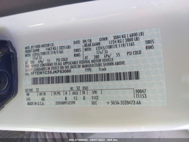 1FTEW1C5XJKF63080 Ford F-150 Xl/xlt/lariat