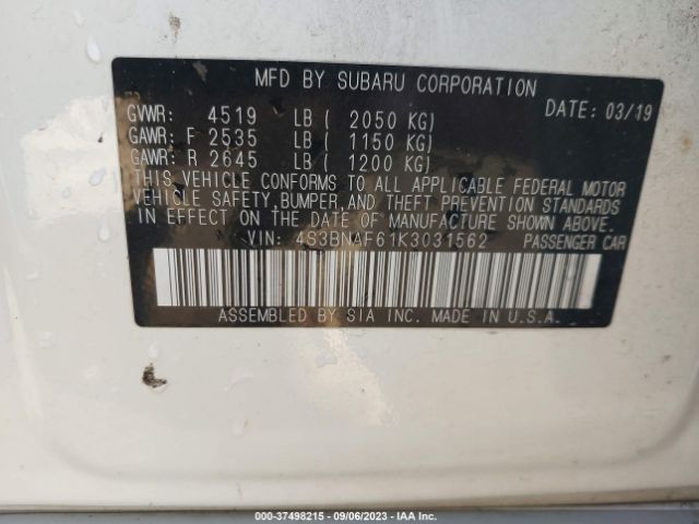 4S3BNAF61K3031562 Subaru Legacy Premium