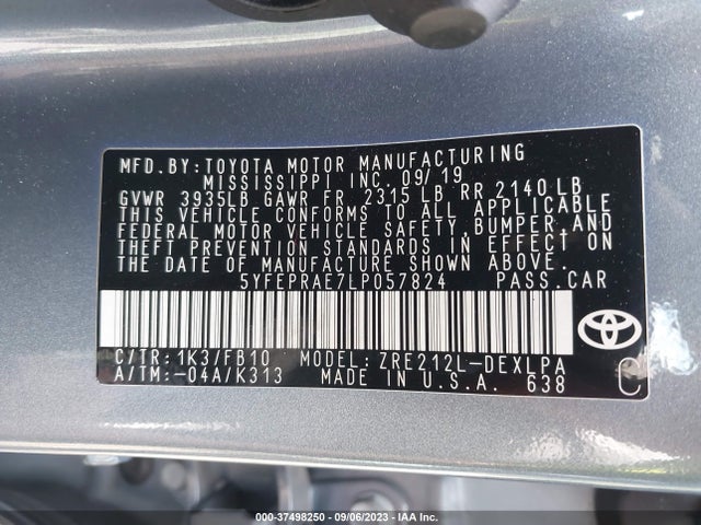 Toyota COROLLA LE 2020 5YFEPRAE7LP057824 Image 9