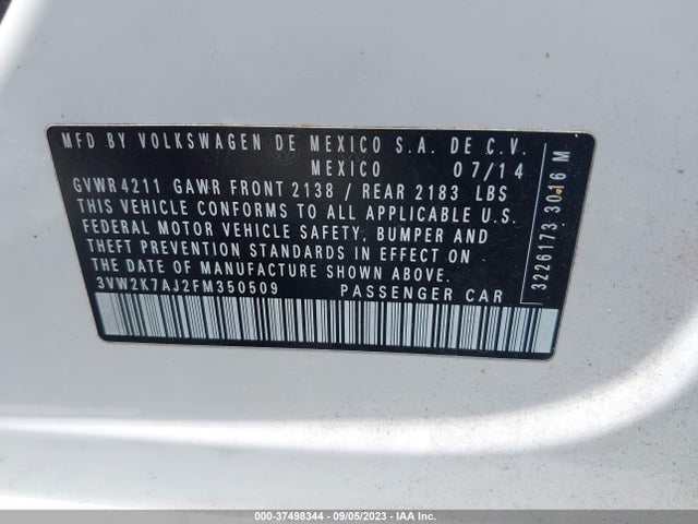 3VW2K7AJ2FM350509 Volkswagen Jetta Sedan 2.0l S