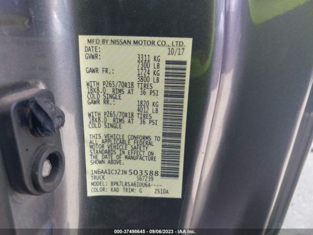 1N6AA1CJ2JN503588 Nissan TITAN S