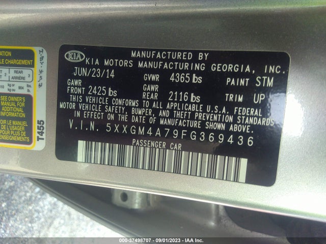 KIA Optima Lx 2015 5XXGM4A79FG369436 Image 9