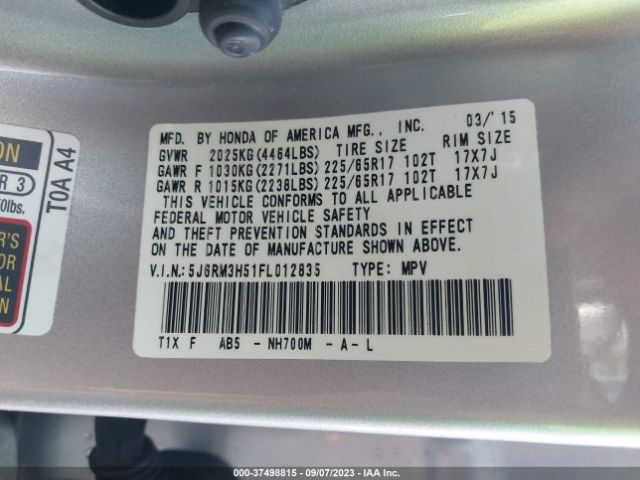 5J6RM3H51FL012835 Honda CR-V EX