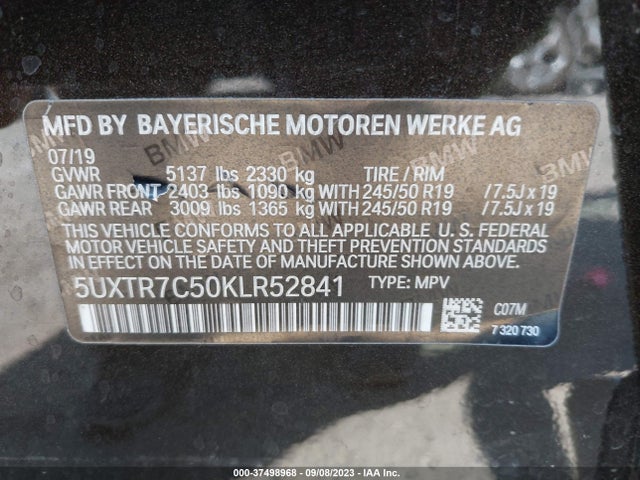 BMW X3 Sdrive30i 2019 5UXTR7C50KLR52841 Image 9