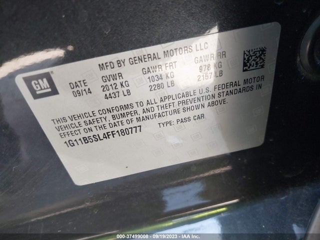 Chevrolet MALIBU LS 2015 1G11B5SL4FF180777 Image 9