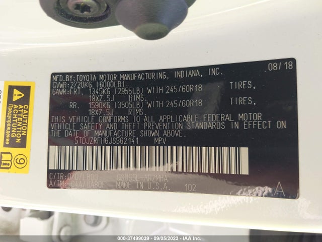 Toyota Highlander Se/xle 2018 5TDJZRFH6JS562141 Image 9