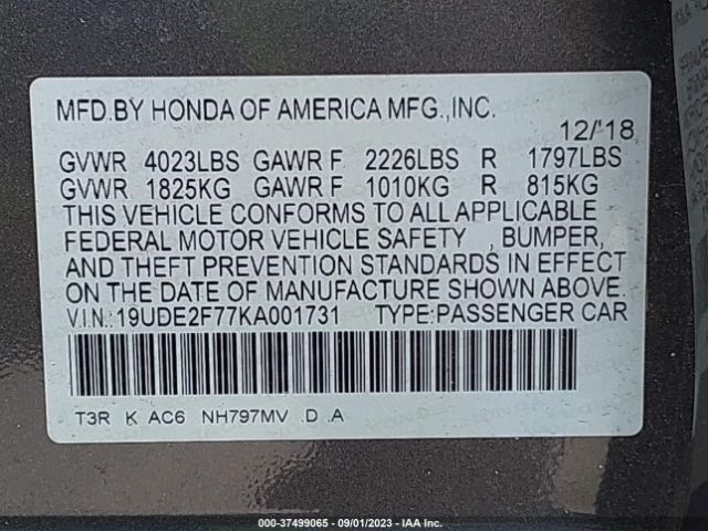 19UDE2F77KA001731 Acura Ilx Pkg