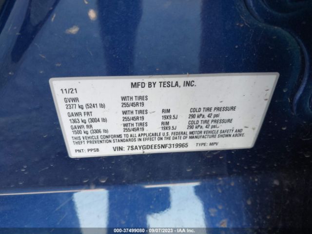 7SAYGDEE5NF319965 Tesla Model Y Long Range