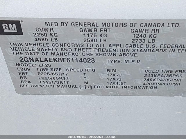 Chevrolet EQUINOX LS 2014 2GNALAEK8E6114023 Image 9