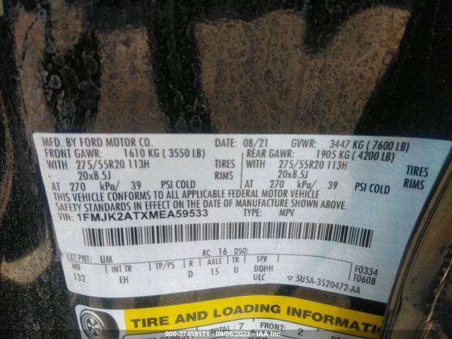 1FMJK2ATXMEA59533 Ford Expedition Limited Max