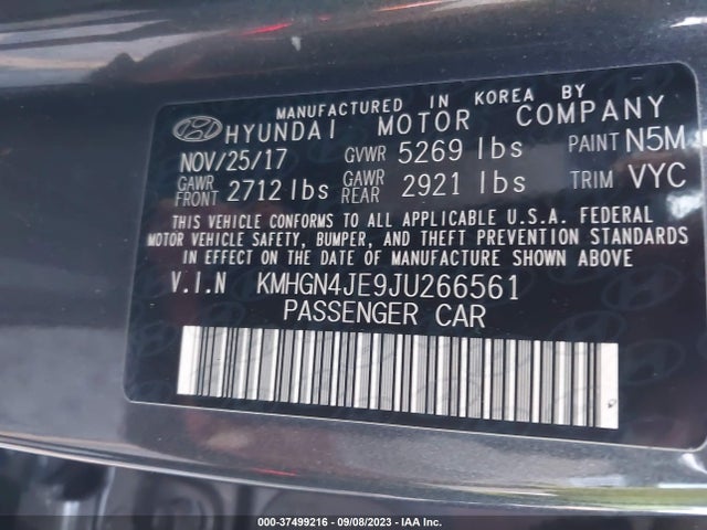 Genesis G80 3.8l 2018 KMHGN4JE9JU266561 Image 9