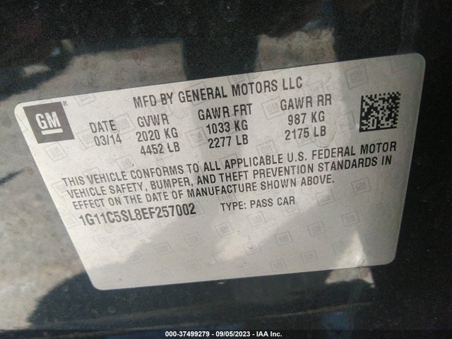 Chevrolet MALIBU LT 2014 1G11C5SL8EF257002 Image 9