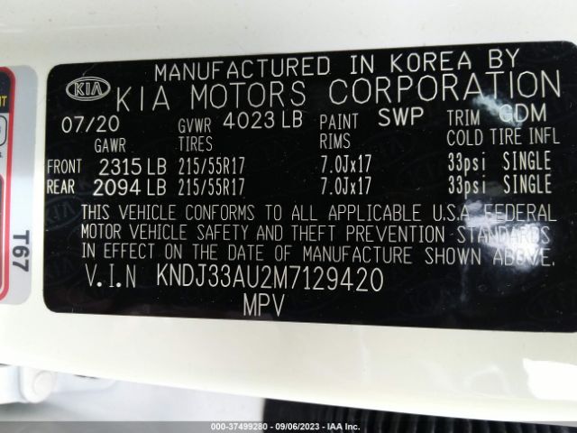 KNDJ33AU2M7129420 KIA SOUL EX
