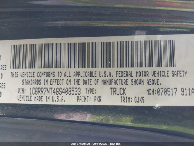 1C6RR7NT4GS408533 RAM 1500 Laramie