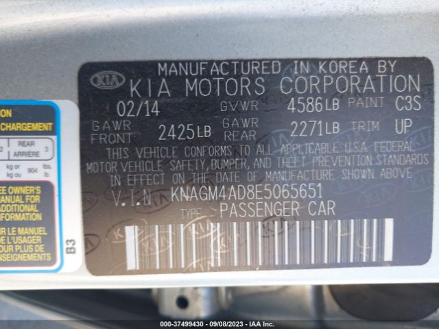 KNAGM4AD8E5065651 KIA Optima Hybrid Lx