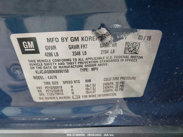 2019 BUICK ENCORE PREFERRED VIN: KL4CJASB0KB890158