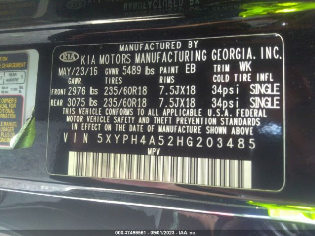 5XYPH4A52HG203485 KIA Sorento Ex V6