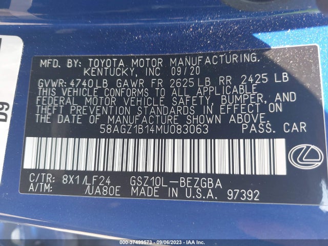 58AGZ1B14MU083063 Lexus Es Es 350 F Sport